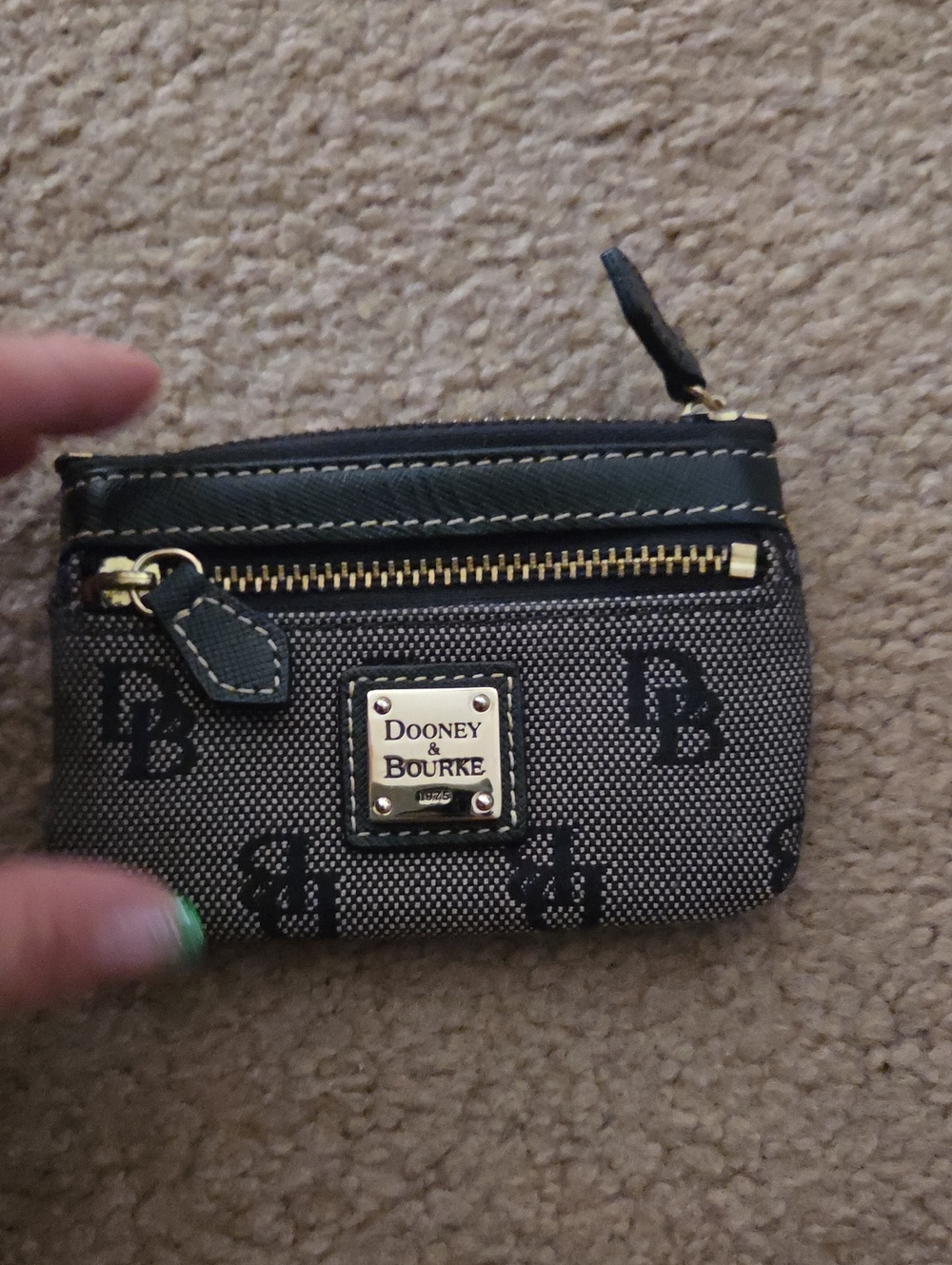 Dooney & Bourke Black and Tan Zip Coin Pouch